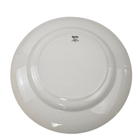 Vintage Spode Christmas Tree Holiday Dinner Plate England S3324U Green Trim - Picture 10 of 10